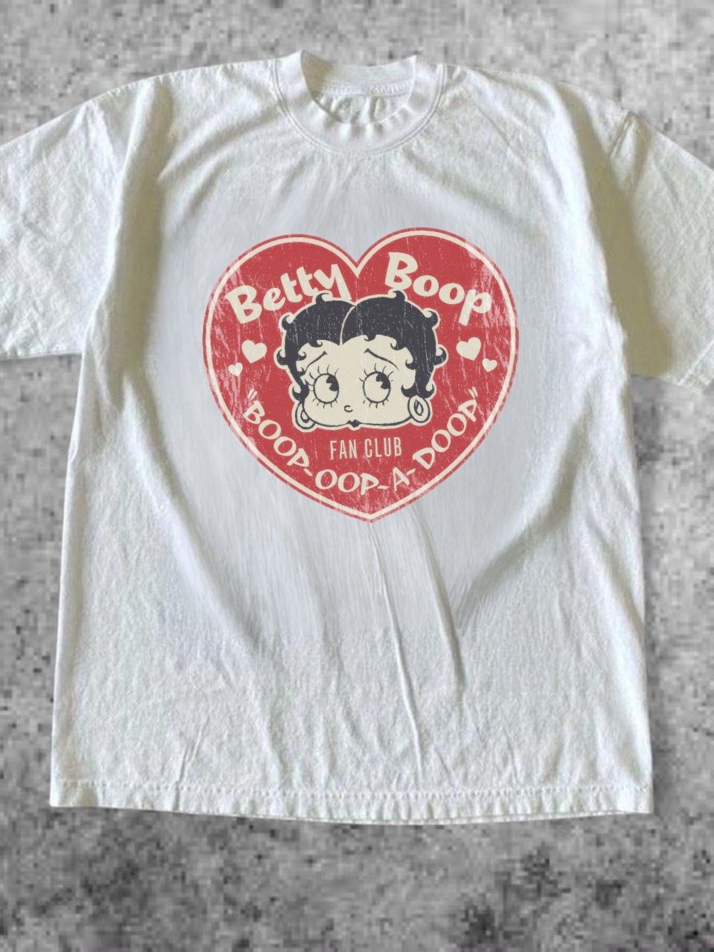 Gildan Betty Boop White Tee with Red Heart Graphic